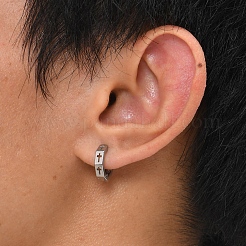 ステンレススチールクロスフープピアス  男性用ジュエリー  ステンレス鋼色  13.2x3.6mm&nbsp;PW-WGAD4E7-01