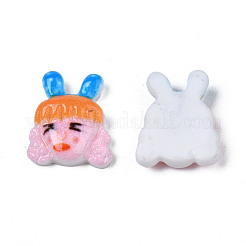 スプレー塗装された不透明な樹脂カボション  女の子  ドジャーブルー  12x10x3mm&nbsp;CRES-S302-80