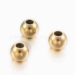 イオンプレーティング（IP）304ステンレスビーズ  ラウンド  ゴールドカラー  3x2.5mm  穴：1.1mm&nbsp;LS-X-STAS-H394-09G