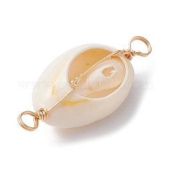 Natural Shell Copper Wire Wrapped Connector Charms&nbsp;PALLOY-JF02316-01