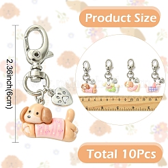 10Pcs Dog Resin Pendant Decorations&nbsp;HJEW-YW00306