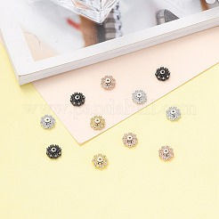 マルチペタルブラスマイクロパヴェキュービックジルコニアビーズキャップ  花  透明  ミックスカラー  10x4mm  穴：1.2mm&nbsp;ZIRC-F088-038-M