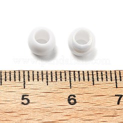 UVメッキレインボー虹色アクリルビーズ  バレル  大穴ビーズ  ホワイト  6x4.5mm  穴：3.5mm&nbsp;PACR-D300-01F