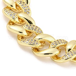 Brass Micro Pave Clear Cubic Zirconia Twisted Chain Bracelets for Women&nbsp;BJEW-R315-01D-G