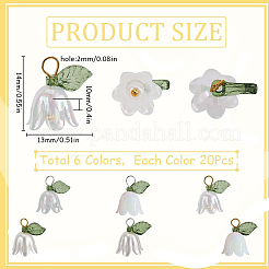 20 Sets White Lily Flower Charms & Flora Leaves Beads&nbsp;FIND-SC0010-77