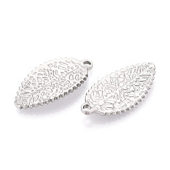 304ステンレススチールのリーフペンダント  ステンレス鋼色  35x18x3mm  穴：2.5mm&nbsp;STAS-T069-40P