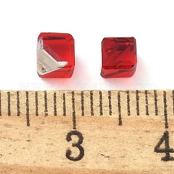 K9ガラス模造オーストリアクリスタルビーズ  穴がない  正方形  レッド  4x4x4mm&nbsp;GLAA-P069-01A-227