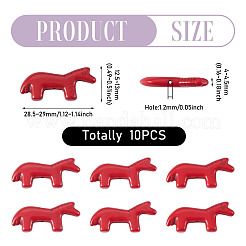 合成ターコイズビーズ10個  馬  染め  レッド  12.5~13x28.5~29x4~4.5mm  穴：1.2mm&nbsp;G-TADJ0001-01D
