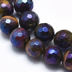 Electroplated Natural Tiger Eye Beads Strands&nbsp;G-O164-03-8mm