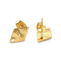 304ステンレススチールスタッドピアス金具  イオンプレーティング（ip）  18KGP本金メッキ  菱形  12x8mm  穴：1.40mm&nbsp;X-STAS-L024-003G-05