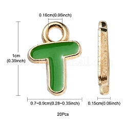 20個の合金ペンダント  エナメル  ミックスカラーランダムレターチャーム  ゴールドカラー  10x7~9x1.5mm  穴：1.6mm&nbsp;ENAM-YW0002-54G