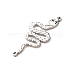 304ステンレススチール製エナメルスネークリンクコネクターチャーム  ブラック  ステンレス鋼色  31x14x1mm  穴：1.2mm&nbsp;STAS-F367-06P