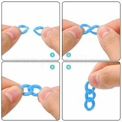 DIYマスク/ガラスチェーン製造キット  304ステンレススチール丸カン8個  80個のアクリルリンキングリング  リーフガラスチャームとプラスチックカニカン  ドジャーブルー  13.5x10.5x3.5mm  穴：1.2mm  94個/袋&nbsp;DIY-YW0002-74A