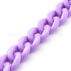 手作りの不透明アクリルカーブチェーン  ライラック  リンク：19x13.5x4.5mm  39.37インチ（1m）/連&nbsp;AJEW-JB00662-03