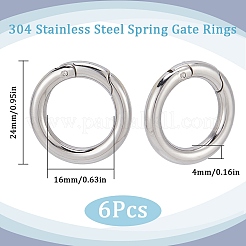 6Pcs 304 Stainless Steel Spring Gate Rings&nbsp;STAS-SC0008-35