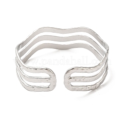 Non-Tarnish 304 Stainless Steel Wave Open Cuff Bangles&nbsp;BJEW-L682-008P