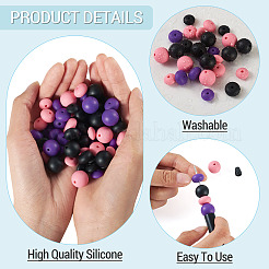90Pcs 9 Styles Round & Rondelle Silicone Focal Beads&nbsp;SIL-TA0003-57B