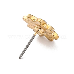 合金フラワースタッドピアス  ラインストーン付き  ゴールドカラー  12.5x12.5mm&nbsp;EJEW-M035-01G