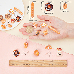 食べ物をテーマにしたDIYイヤリング作りキット  模造食品樹脂ペンダント付き  真鍮のピアスフック  アイアン製丸カン  ミックスカラー  ペンダント：20個/箱&nbsp;DIY-SC0001-23P