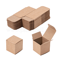 クラフト紙箱  正方形  ダークチソウ  3.8x3.8x3.8cm&nbsp;CON-WH0029-01