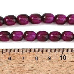 模造タイガーアイガラスビーズ連売り  オーバル  フクシア  9.5x8mm  穴：1mm  約79個/連  29.53''（75センチメートル）&nbsp;LS-GLAA-H040-02D
