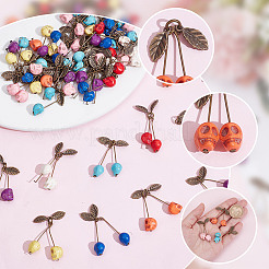 64Pcs 8 Colors Dyed Synthetic Turquoise Skull Cherry Pendants&nbsp;PALLOY-AR00020