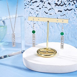 304ステンレススチールペンダント20個  月の満ち欠けのある長方形  ステンレス鋼色  26x6x1.5mm  穴：2mm&nbsp;FIND-SZ0006-03P