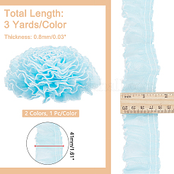 2Pcs 2 Colors Polyester Pleated Lace Trim Ribbon&nbsp;OCOR-PH0002-77B