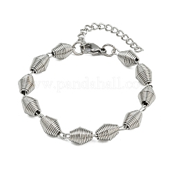 304ステンレススチールチェーンブレスレット（女性・男性用）  ステンレス鋼色  7-1/4インチ（18.4cm）&nbsp;BJEW-Z143-27P