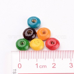 天然木のビーズ  フラットラウンド  無鉛の  染め  ミックスカラー  直径約8mm  厚さ4mm  穴：2.5mm  約13680個/1000g&nbsp;TB139Y