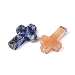 天然石&合成ミックスストーンペンダント  宗教クロスチャーム  30~31x18~20x6~7mm  穴：1~1.6mm&nbsp;G-Q608-15