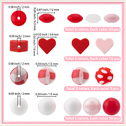 ラウンド＆ハート＆ロンデルシリコンビーズ10スタイル  ミックスカラー  12~15x6.5~15mm  穴：2mm&nbsp;SIL-PA0001-36