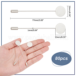 201ステンレススチール製ブローチ金具80個  ステンレス鋼色  トレイ：15mm  77x15mm  ピン：1mm&nbsp;STAS-UN0058-67