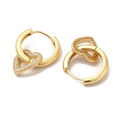 Heart Rack Plating Brass Micro Pave Cubic Zirconia Hoop Earring&nbsp;EJEW-C057-05G