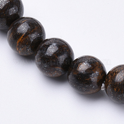 天然青銅のビーズのストレッチブレスレット  ラウンド  1-3/4インチ〜2-1/8インチ（48~54mm）&nbsp;BJEW-S128-07