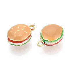 ラックメッキ合金エナメルチャーム  ハンバーガーチャーム  カドミウムフリー＆ニッケルフリー＆鉛フリー  ライトゴールド  バリーウッド  13.5x9x6mm  穴：1.6mm&nbsp;PALLOY-N181-24KCG-02