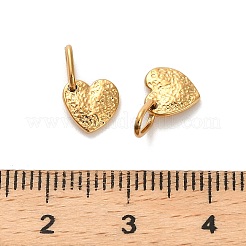 304ステンレススチールチャーム  丸カン付き  ハートチャーム  イオンプレーティング（ip）  14KGP本金メッキ  7x7x1mm  穴：4.5x2.5mm&nbsp;X-STAS-R151-06G