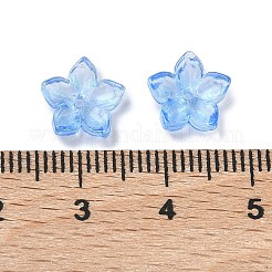 染色・加熱ガラスビーズキャップ  5  - 花びらの花  ライトスカイブルー  9x9.5~10x3.8mm  穴：1mm&nbsp;GLAA-Z019-02N