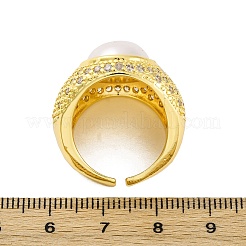 Brass Micro Pave Clear Cubic Zirconia Cuff Rings for Women&nbsp;RJEW-Q009-03G