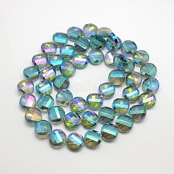 Electroplate Crystal Glass Flat Round Beads Strands&nbsp;EGLA-F062-M