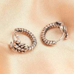 316サージカルステンレス製スコーピオンフープピアス  アンティークシルバー  16x17.5x13mm&nbsp;EJEW-C160-14AS