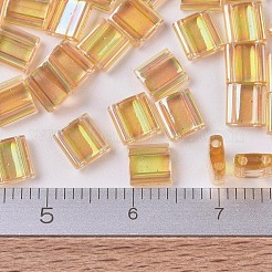 MIYUKIティラビーズ  日本製シードビーズ  2穴  （TL251)透明ライトトパーズab  5x5x1.9mm  穴：0.8mm  約118個/10g&nbsp;X-SEED-J020-TL0251