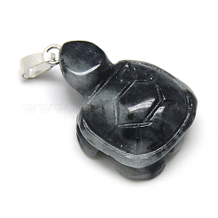 天然石&合成ミックスストーンペンダント  真鍮パーツ  カメ  プラチナ  25~28x13~18x6~12mm  穴：3x5mm&nbsp;X-G-Q948-06