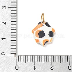 304ステンレススチールエナメルペンダント  三毛猫の形をしたチャーム  丸カン付き  ブラック  16.5x14x3mm  穴：4.5mm&nbsp;SA-CBA08A6-09G-01