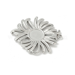 304ステンレススチールペンダントカボションセッティング  花のチャーム  ステンレス鋼色  トレイ：8mm  30x28x2.5mm  穴：1.8mm&nbsp;STAS-L293-06P