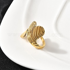 女性用304ステンレススチールハートカフリング  イオンプレーティング（ip）  18KGP本金メッキ  24.5mm  usサイズ8 1/2(18.5mm)&nbsp;RJEW-Z110-02G
