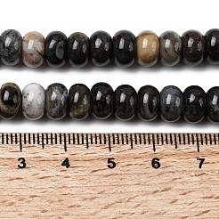 天然石バンブーアゲート竹葉瑪瑙ビーズ連売り  ロンデル  8.5x5.5mm  穴：1mm  約73個/連  15.35''（39センチメートル）&nbsp;G-A280-A07-02