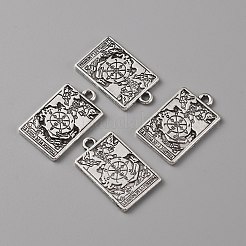 合金のチベット風チャーム  タロット模様の長方形  運命の輪x  23x14x1.5mm  穴：1.8mm&nbsp;PALLOY-WH0111-138F