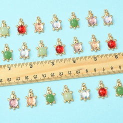24 個 6 色のアクリル合金ペンダント  ゴールド  カメ  ミックスカラー  22x13.5x6.5~6.8mm  穴：1.6mm  4個/カラー&nbsp;FIND-FS0003-29