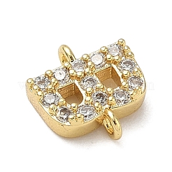 Brass Micro Pave Clear Cubic Zirconia Letter Links Connector Charms&nbsp;KK-I382-07G-B